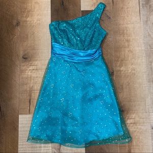 One shoulder semi-formal dress